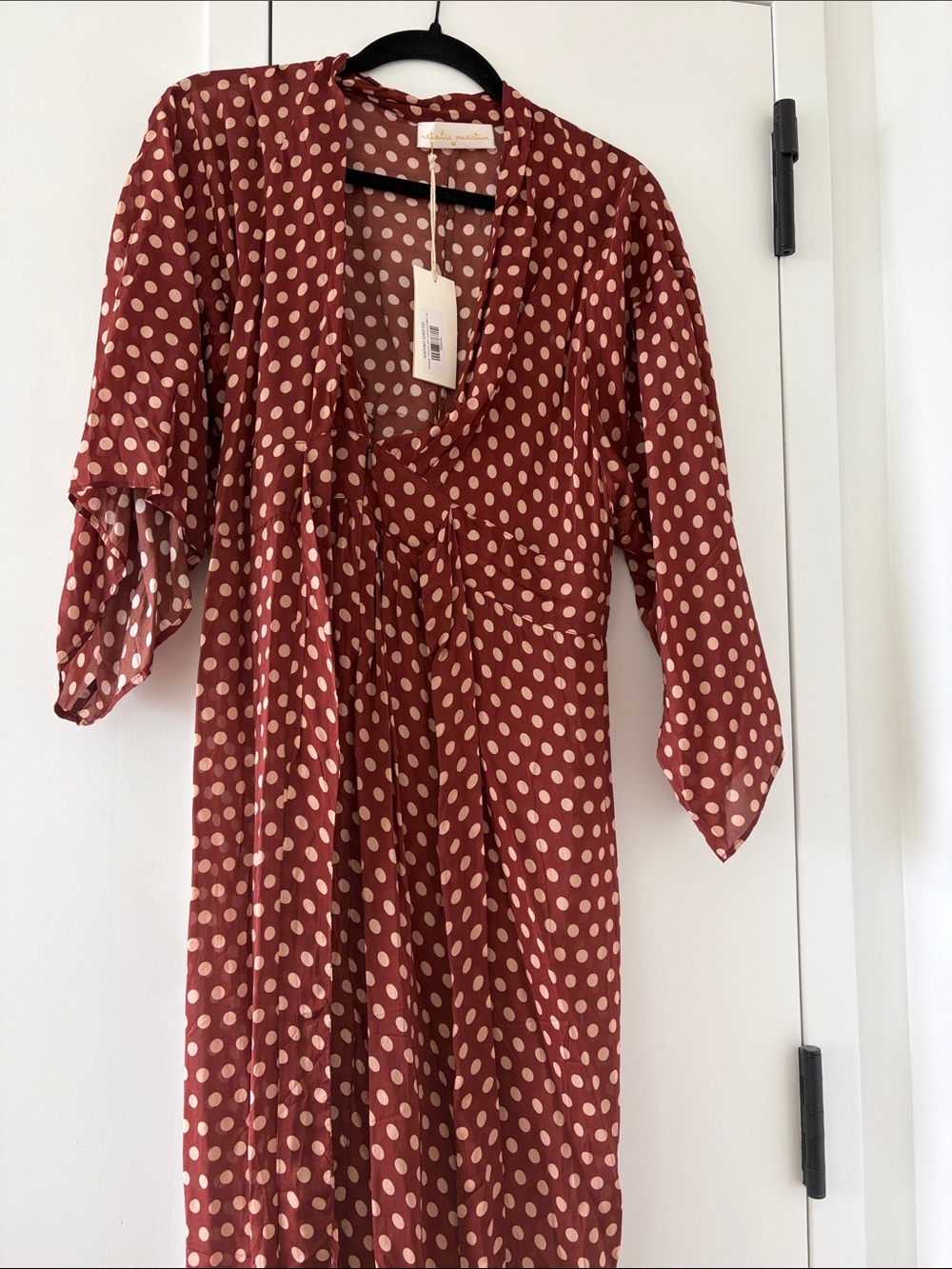 Natalie Martin Rust Polka Dot Midi Dress